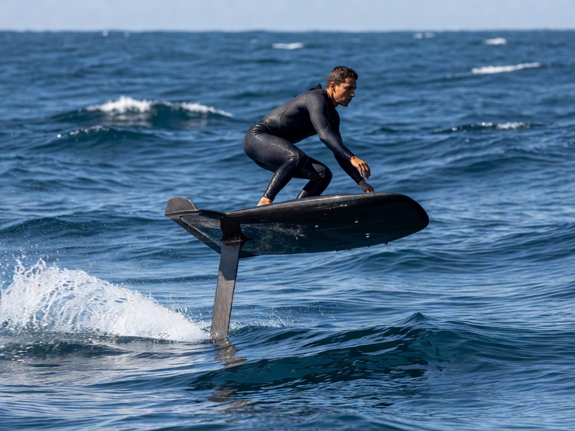 Lift Foils Lift5 Carbon fiber hydrofoil gliding over ocean water